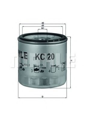 MAHLE ORIGINAL KC20 (6), Degvielas filtrs